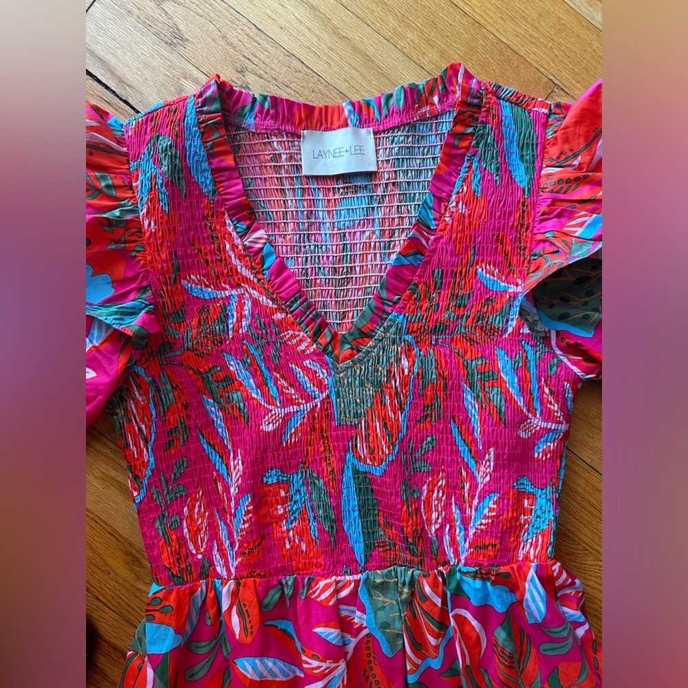 Catus Blossom Smocked Mini Dress small - Picture 5 of 8